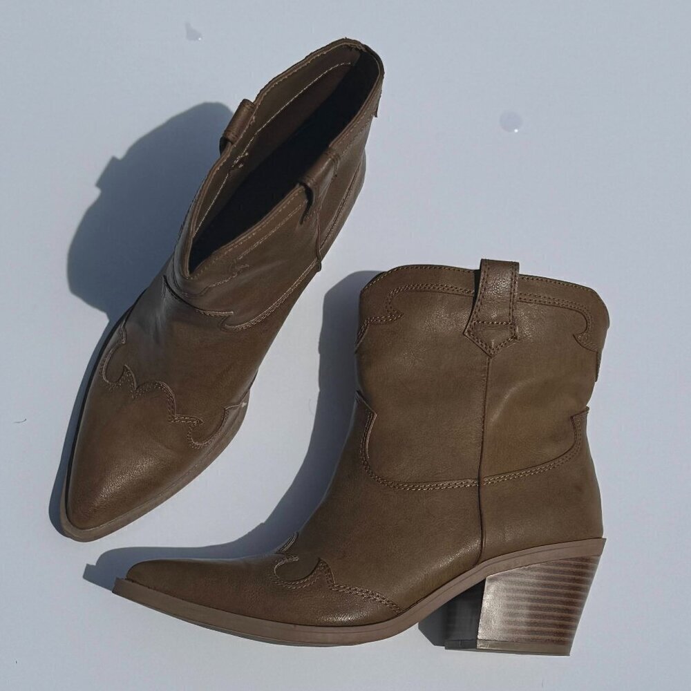 Sun + Stone Boots Brennaa Women's Size 7.5 Tan Western Stitching Cowboy *New* - Picture 6 of 7